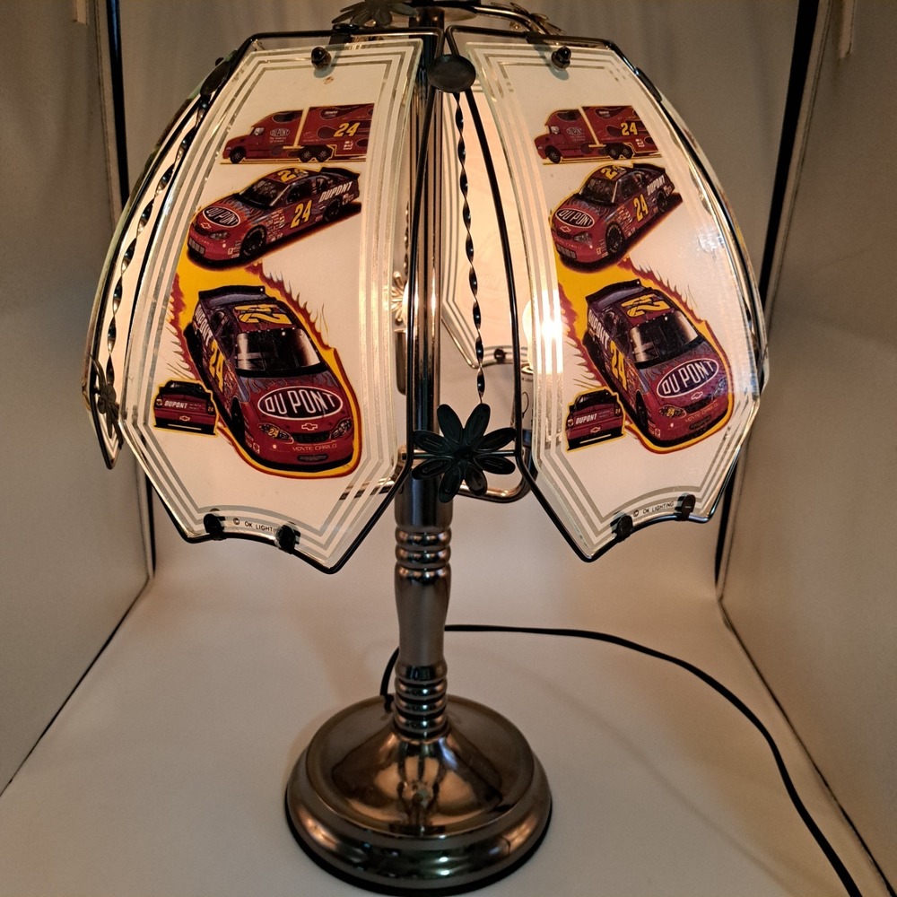 Vintage Jeff Gordon Table Lamp 6 Panel Nascar #24 EUC 22 Inch OK Lighting